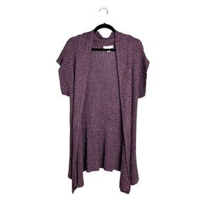 Coldwater Creek Linen‎ Rayon Open Short Sleeve Knit Cardigan Purple S